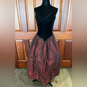 Vintage Jessica McClintock Gunne Sax Formal Sweetheart Velvet Taffeta Dress Gown
